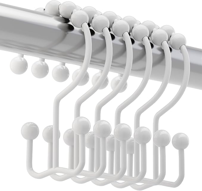 Titanker Shower Curtain Hooks Rings, Rust Resistant Metal Double Glide Shower by Titanker