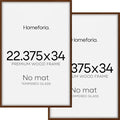 Homeforia 22.375x34 Puzzle Frame Brown, High End Dark Oak 22.375 x 34 Picture Frame Wood without Mat, 34x22.375 Wooden Walnut Thin Frames for Wall, 22.375by34 Frame, Tempered Glass, Wall Kit, Set of 2