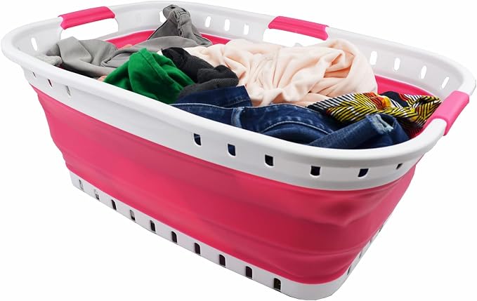 SAMMART 30L Collapsible 3 Handled Plastic Laundry Basket - Image 5