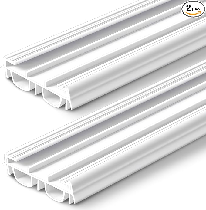 Pushglossy 2 Pcs 36" Kerf Door Sweep Double Bubble Slide on White | 1-3/4" Wide by Pushglossy