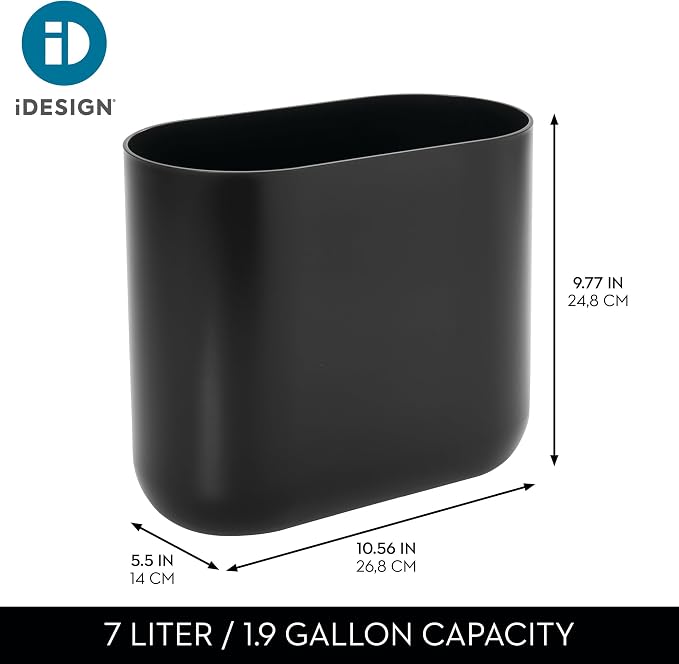 iDesign Small Slim Plastic Bathroom Trash Can - Image 4