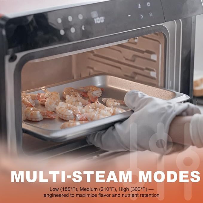 ROBAM Toaster Steam Combi Oven, Countertop Air Fryer 20-in-1 Oven with Convection & Grill, Stainless Steel Interior, 3-Layer Insulated Glass Door, 3 Steam Modes, 30 Built-In Recipes (Blue)