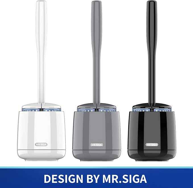 MR.SIGA Toilet Bowl Brush and Holder, Sturdy Long Handle, 1 Pack | Automatic - Image 2
