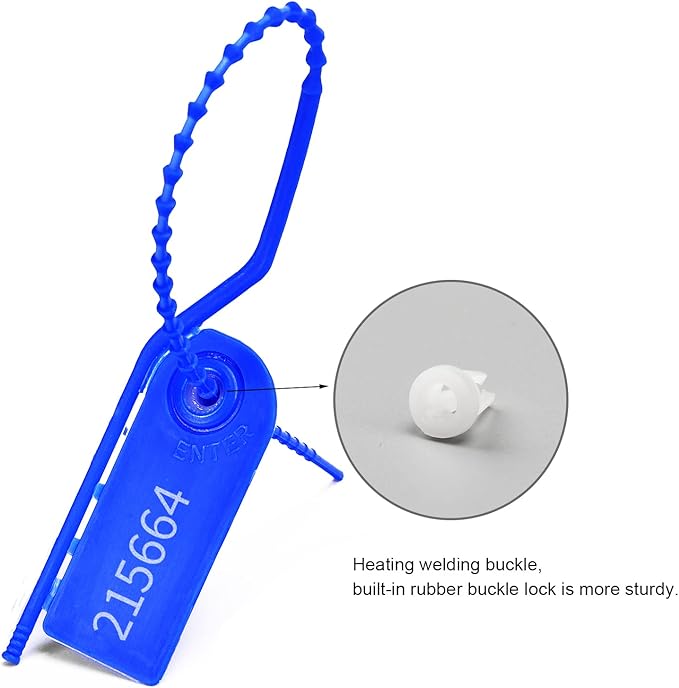 1000 PCS Plastic Tamper Seals Pull Tight Security Seals Tags Breakaway Seals Numbered Zip Ties Disposable Self-Locking Ties for Fire Extinguisher, Tear Off Type, 210mm Length
