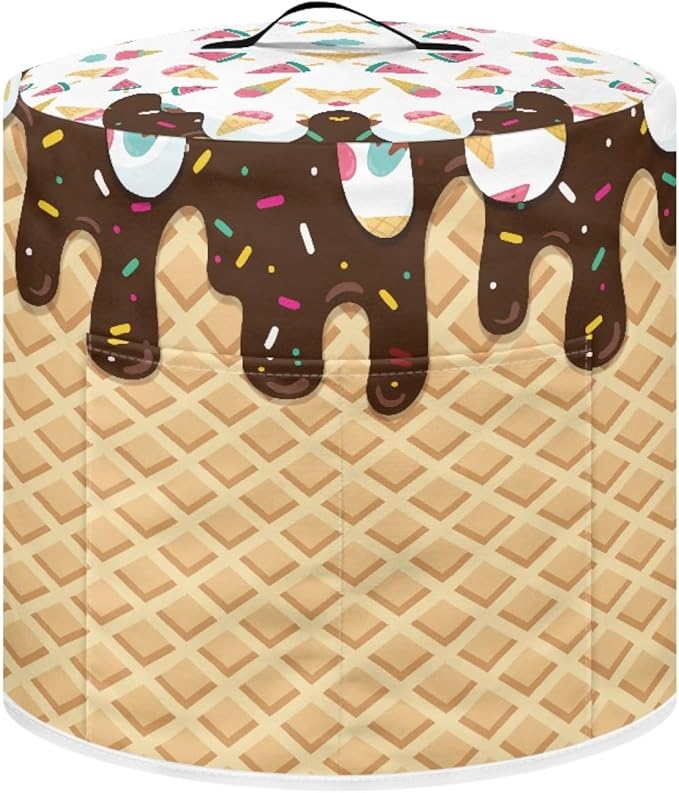 Xoenoiee Chocolate Ice Cream Pattern Pressure Cooker Cover for 8 qt Instant Pot, Kitchen Appliance Dust Cover with Pockets for Rice Cooker Air Fryer Slow Cooker