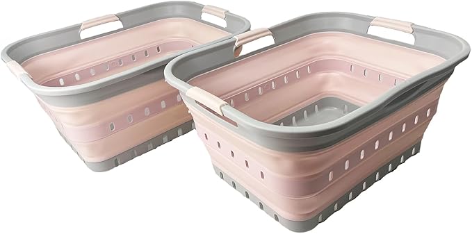 SAMMART 42 Collapsible Plastic Laundry Basket, Foldable Pop Up Storage by SAMMART