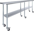 AmGood 96" Long x 18" Deep Stainless Steel Table with Casters