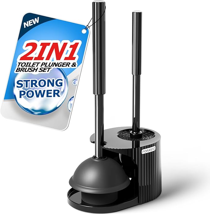 FORASTO 2in1 Toilet Brush and Plunger Set by FORASTO