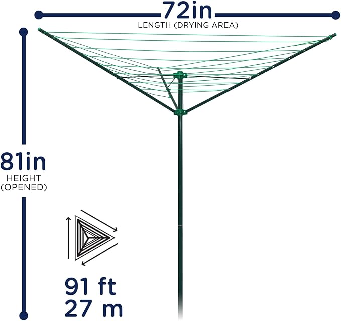 Strata 91 FT Outdoor Umbrella Clothesline - Image 4