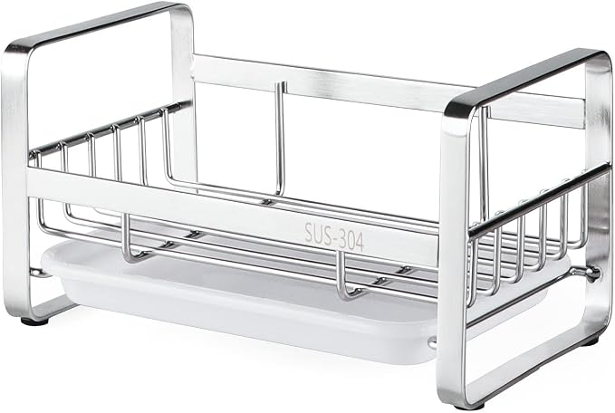 HULISEN Kitchen Sponge Holder, 304 Stainless Steel Sink Caddy - Image 2