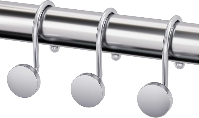 AmazerBath Shower Curtain Hooks Chrome Shower Curtain Rings, Heavy Duty Modern by AmazerBath
