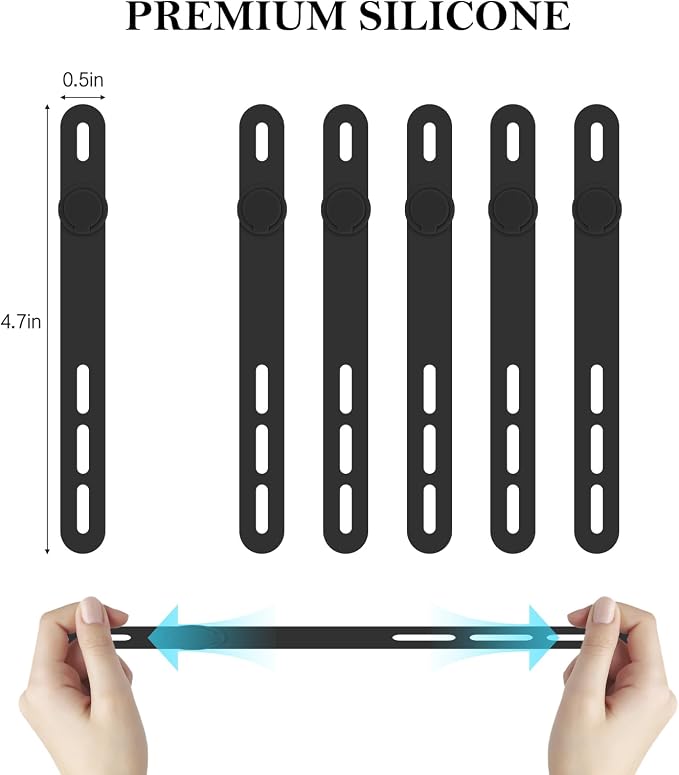 Donruby 30Pcs Silicone Cable Ties, Reusable Cord Organizer Straps, 4.7" - Image 2