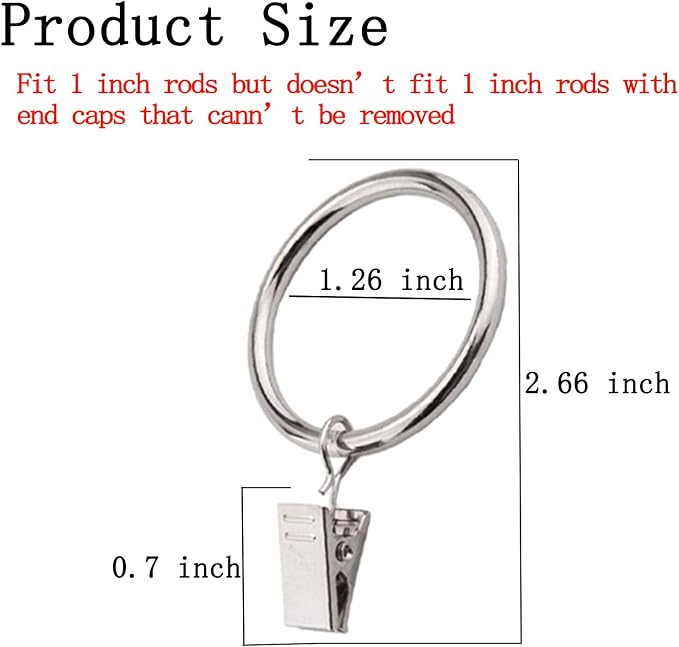 16 Pack Curtain Rings with Clips, Window Clip Rings Curtain Hooks Hangers Clip - Image 2
