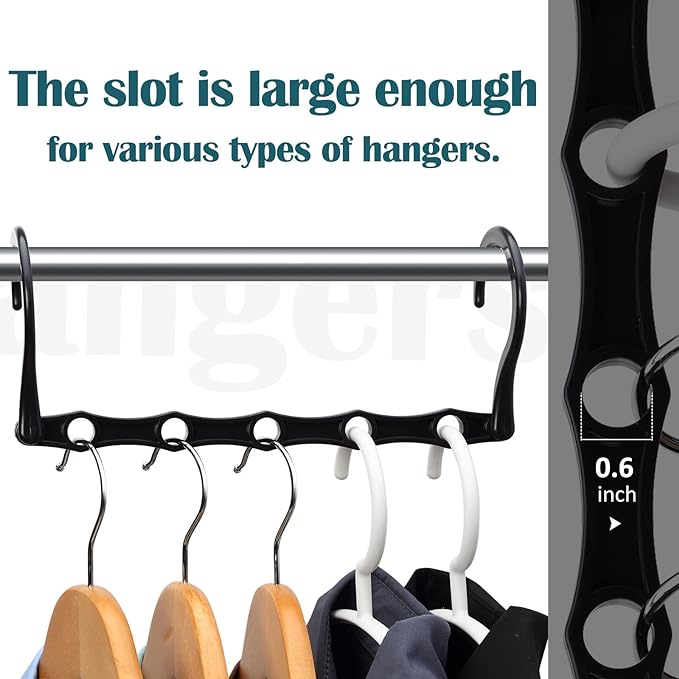 AMKUFO 6 Pack-Closet-Organizers-and-Storage, Space-Saving-Hangers Black | - Image 5