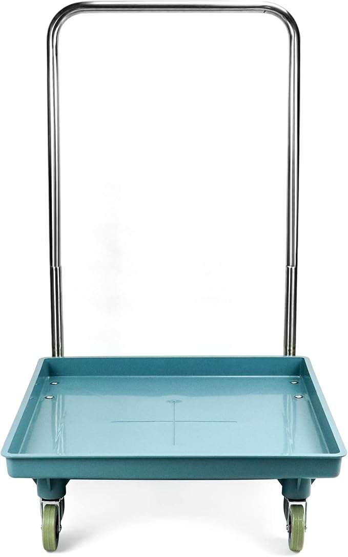 QWORK Warewashing Rack Dolly, 21.26" x 21.26" x 34.65", 200 Lbs Load Capacity, with Detachable Handle and 4 Swivel Casters, 1 Pack