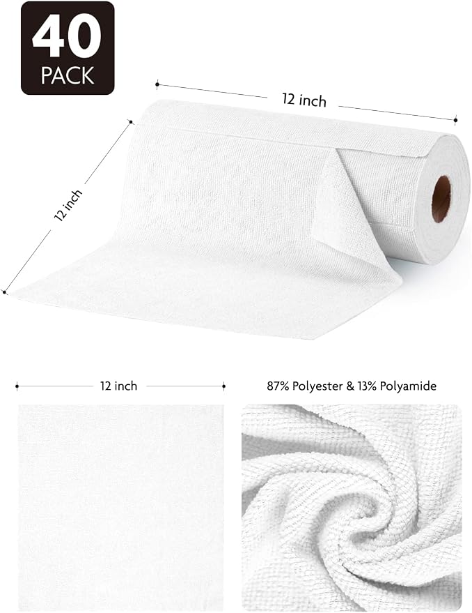 Fantasticlean Microfiber Cleaning Cloth Roll- 40 Sheets, Tear-away Microfiber - Image 5