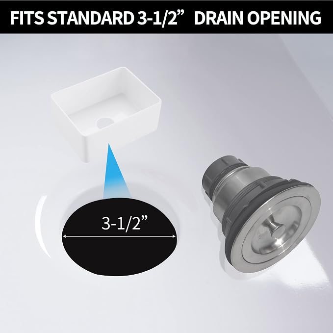 Kitchen Sink Drain Assembly Kit, 3-1/2 Inch Brushed 304 Stainless Steel Basket - Image 3