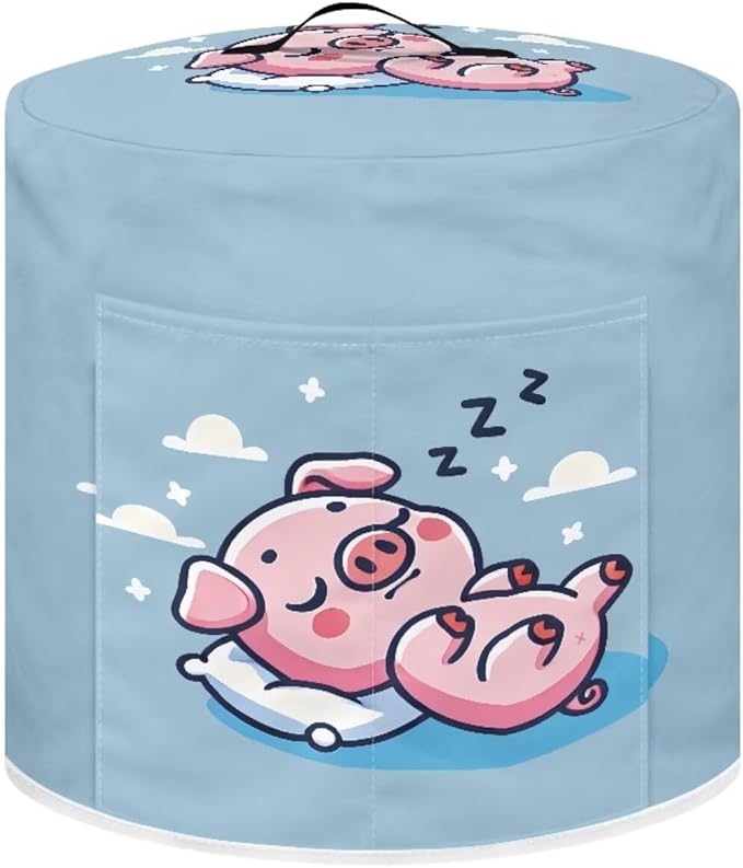 Xoenoiee Cute Pig Blue Pattern Pressure Cooker Cover for Instant Pot, Kitchen Appliance Dust Cover with Pockets for Rice Cooker Air Fryer Slow Cooker, for 6 Qt Pot