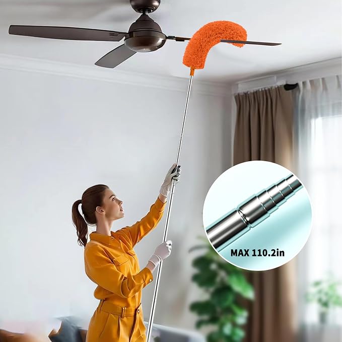 Cobweb Duster with Extension Pole, Cleaner Outdoor 110" Telescoping Extended - Image 3
