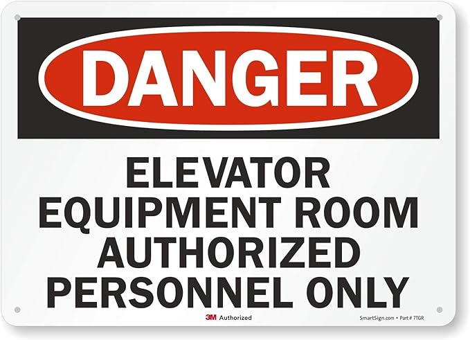 "Danger - Elevator Equipment Room, Authorized Personnel Only" Sign By SmartSign | 10" x 14" 3M Reflective Aluminum
