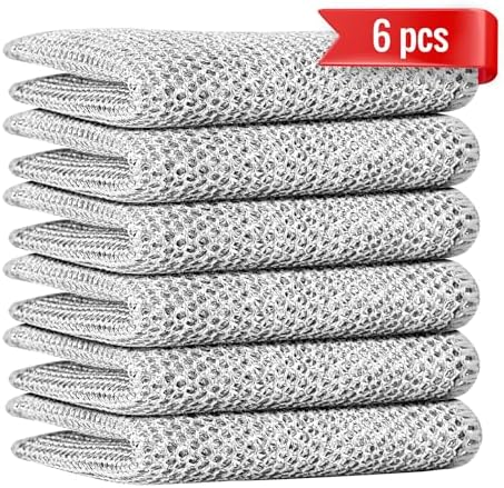6pcs Double Layer Multifunctional Non-Scratch Wire Dishcloth, Counters and by Dazhuocs