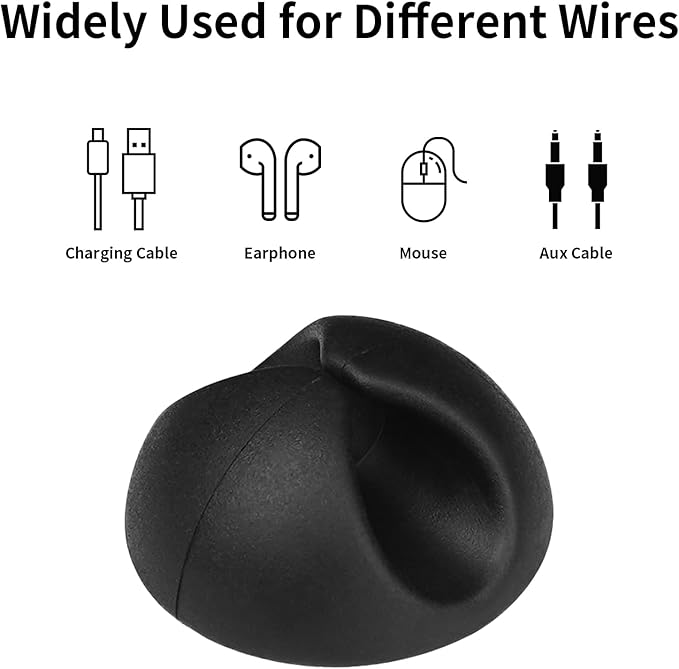 12PCS Black Adhesive Cable Clips Cord Organizer - Image 3
