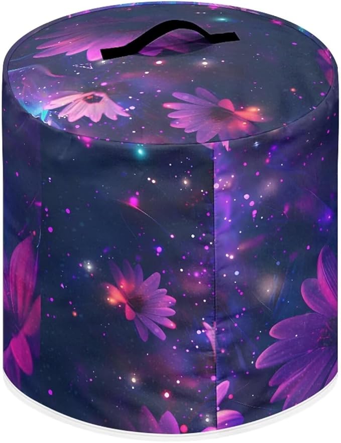 Dust-proof Kitchen Appliance Protector Cover 3 Quart Pressure Cooker/Air Fryer/Rice Cooker Cover with Top Handle and Storage Pocket Purple Flowers Print Home Kitchen Decorations