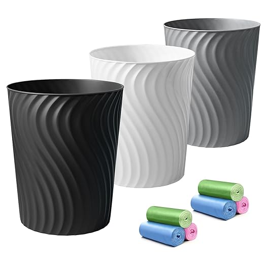 YGJT Small Trash Can, 3 Pack 1.8 Gallons Bathroom Trash Can by YGJT