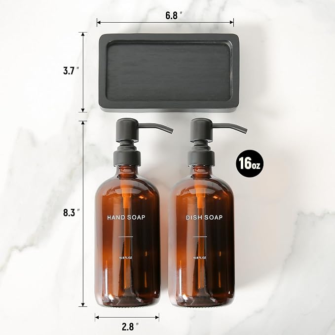 Prus Waso Amber Soap Dispenser Set | Soap Dispenser - Image 7