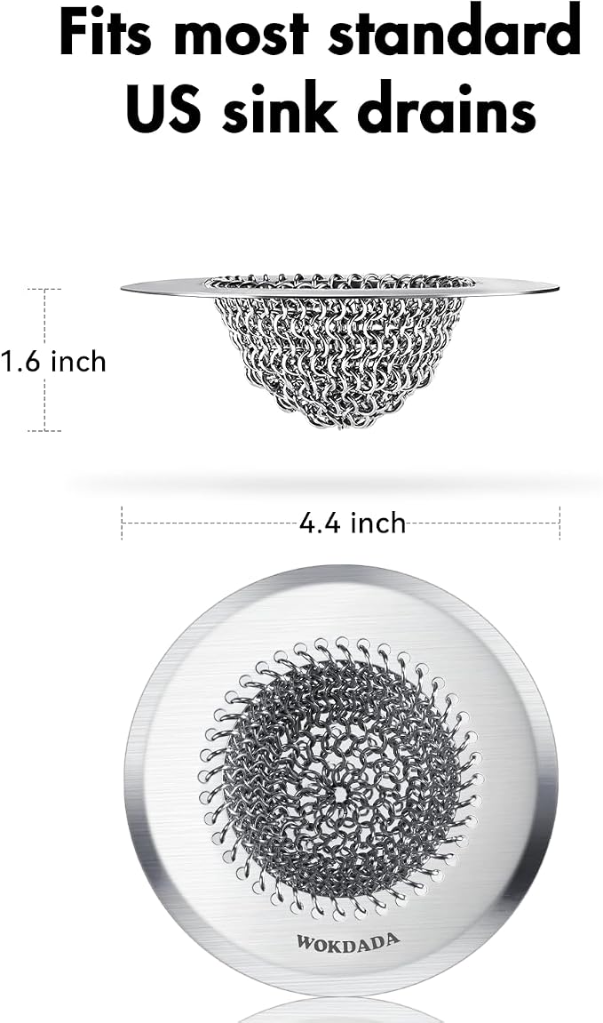 Kitchen Sink Drain Strainer, Patented Reversible Chain Mesh Basket Anti-Clog - Image 8