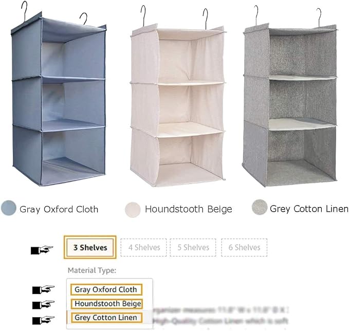 Hanging Closet Organizer 3-Tier, Oxford Wardrobe Storage, shoes & accessories; - Image 8
