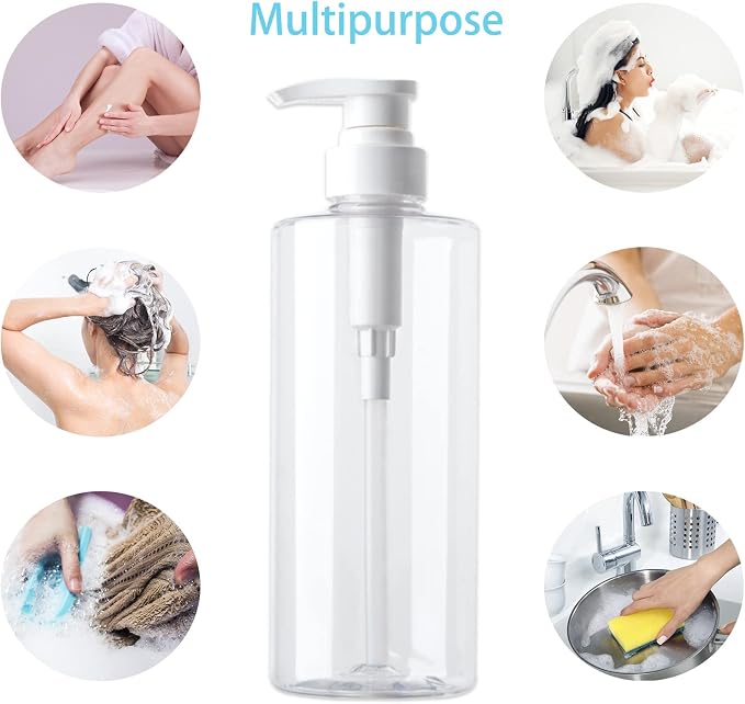 Refillable Lotion Soap Dispenser Plastic Pump Bottle 20oz Clear 2 Pack | - Image 4