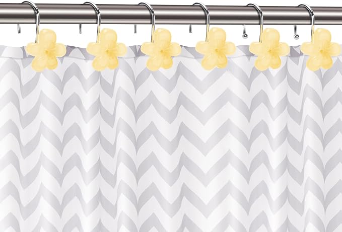 Cute Flower Shower Curtain Hooks, Glow in The Dark, Pretty Floral Themed - Image 3