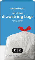 Amazon Basics Flextra Tall Kitchen Drawstring Trash Bags, 13 Gallon, by AmazonBasics