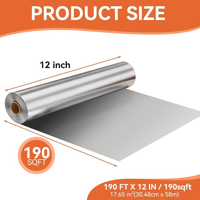 Aluminum Foil Roll, 12in x 190Sq Ft Aluminum Foil, Thick Strong Tin Foil - Image 9
