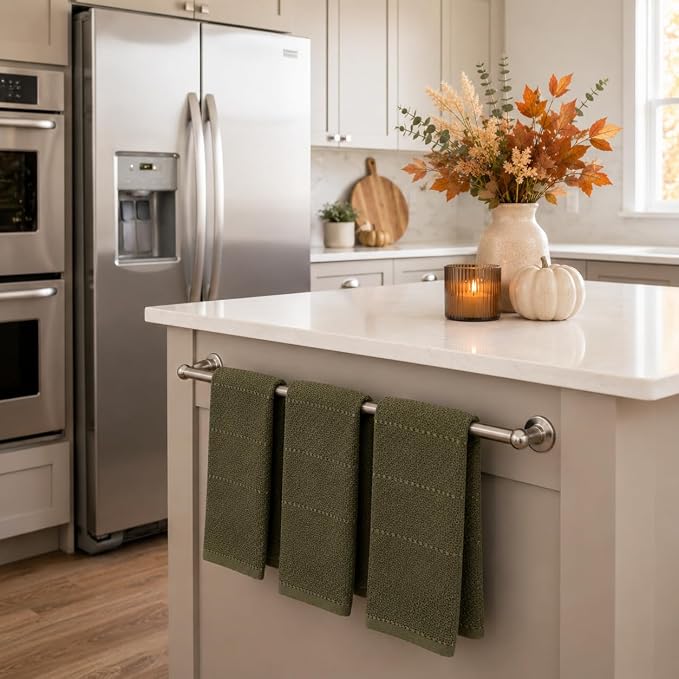 Olive Green Kitchen Hand Dish Towels, 100% Cotton - Image 5