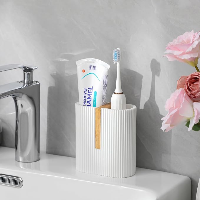 Toothbrush Holders for Bathroom, Bamboo Electric Toothbrush Stand, Bathroom - Image 3