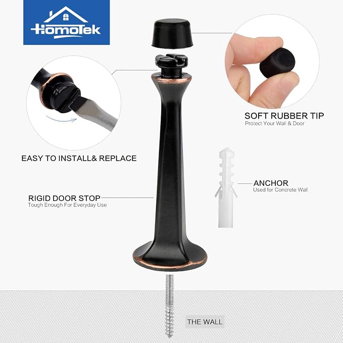 HOMOTEK 8 Pack Heavy Duty Solid Rigid Door Stop - Image 2