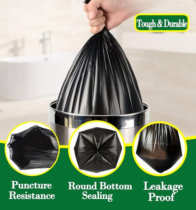 Hommaly 2.6 Gallon 200 pcs Small Black Trash Bags, Strong 2.5 Gallon Garbage - Image 3