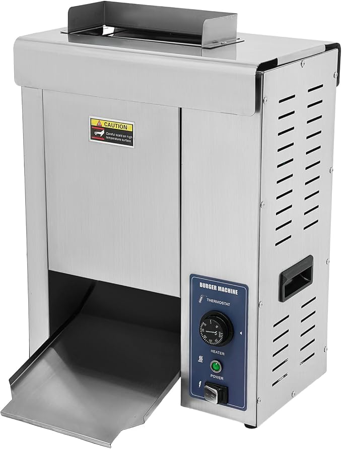 Commercial Burger Bun Toaster, 2000W Electric Vertical Burger Bread Baking Machine with Recessed Side Handles, Commercial Adjustable Temperature & Thickness Hamburger Bread Baking Machine