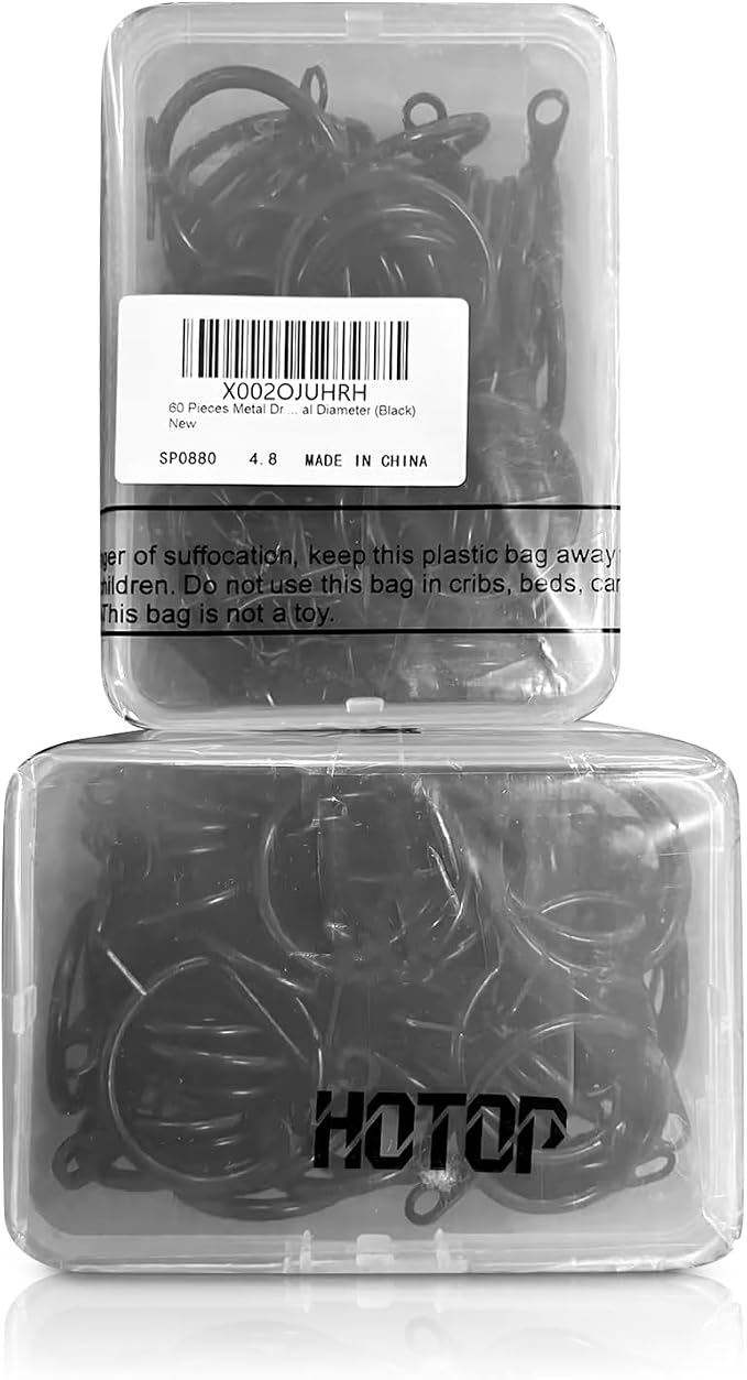 Hotop 60 Pcs 1.26 Inch Curtain Ring and 60 Pcs Pin Hook, Oil-Rubbed Bronze | - Image 8