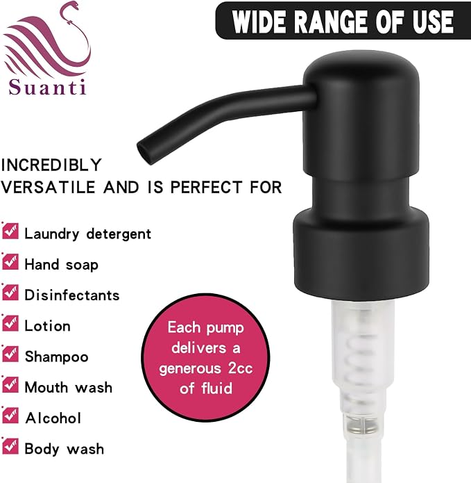 Stainless Steel Black Soap Dispenser Pump, 28MM Soap Pump Replacement - Image 5