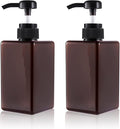 Plastic Pump Bottle Refillable Lotion Soap Dispenser 15oz Amber 2 Pack | Sturdy by JiatuA