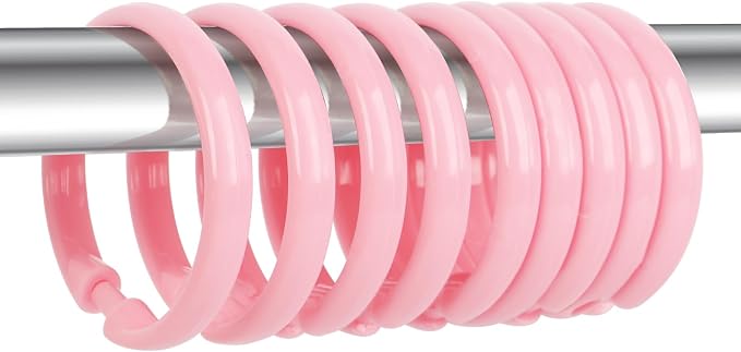 Pink Shower Curtain Hooks by Qulable