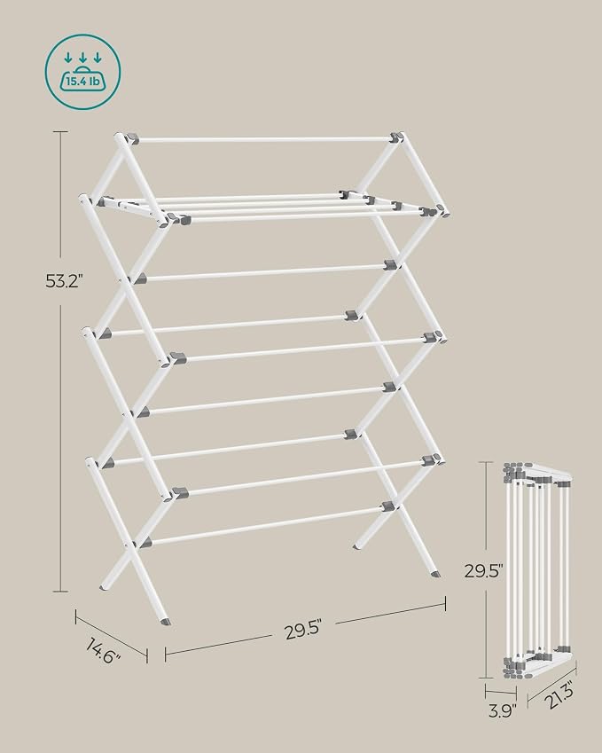 SONGMICS Foldable Clothes Drying Rack, Laundry Drying Rack, Clothes Airer - Image 6