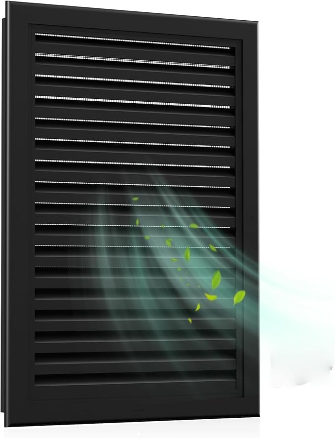 16" X 20" Gable Vent Aluminum Gable Vents for Houses Attic Vent Shed Vents Cover Exterior with Screen Mesh Alloy Wall Vent Ventilation for Home Garage Attic Ceiling - Vent Opening: 14" x 18" Black