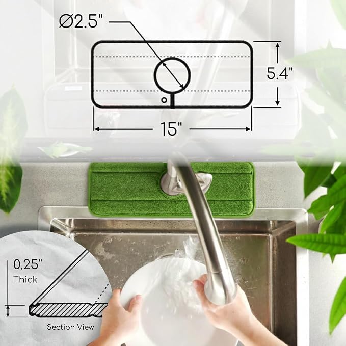 Ternal Original SINKMAT 15in Faucet Splash Guard Extra Long Microfiber Sink - Image 3