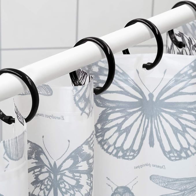 Black Shower Curtain Hooks Rings, Plastic Shower Curtain Hooks - Image 2