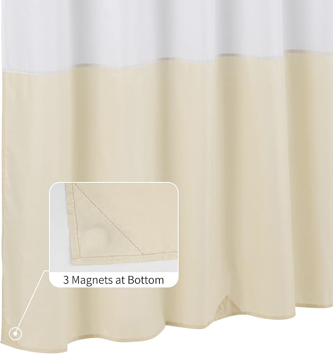 ALYVIA SPRING Waterproof Fabric Shower Curtain or Liner White/Cream - Image 2