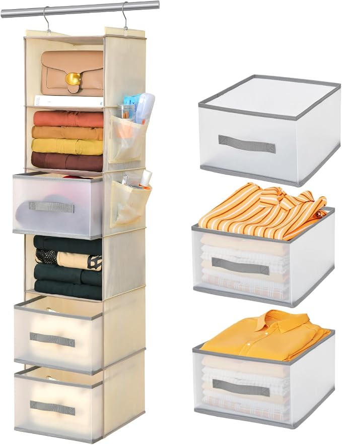 6-Tier Hanging Organizer w/ 3 Drawers, Side Pockets by BIEBOS